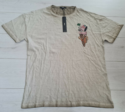 Tigha Herren Oversize  T-Shirt Ice Cream MSN Vintage light Mud Größe S
