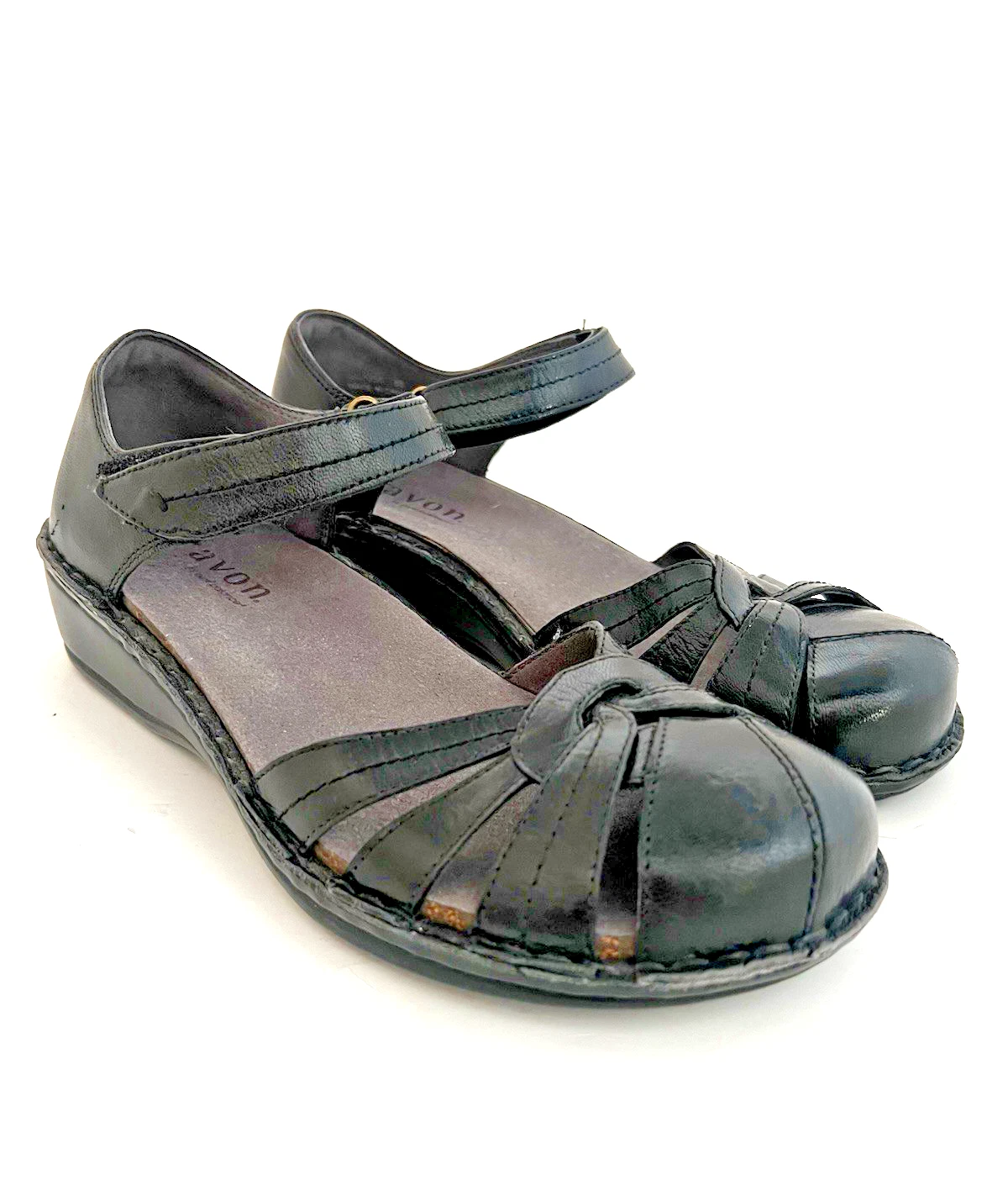 Sandali donna Aravon By New Balance Clarissa in pelle nera con cinturino alla caviglia taglia 8