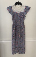 MONTEAU GIRL, GIRLS FLORAL AND STRIPED JUMPSUIT SIZE 10