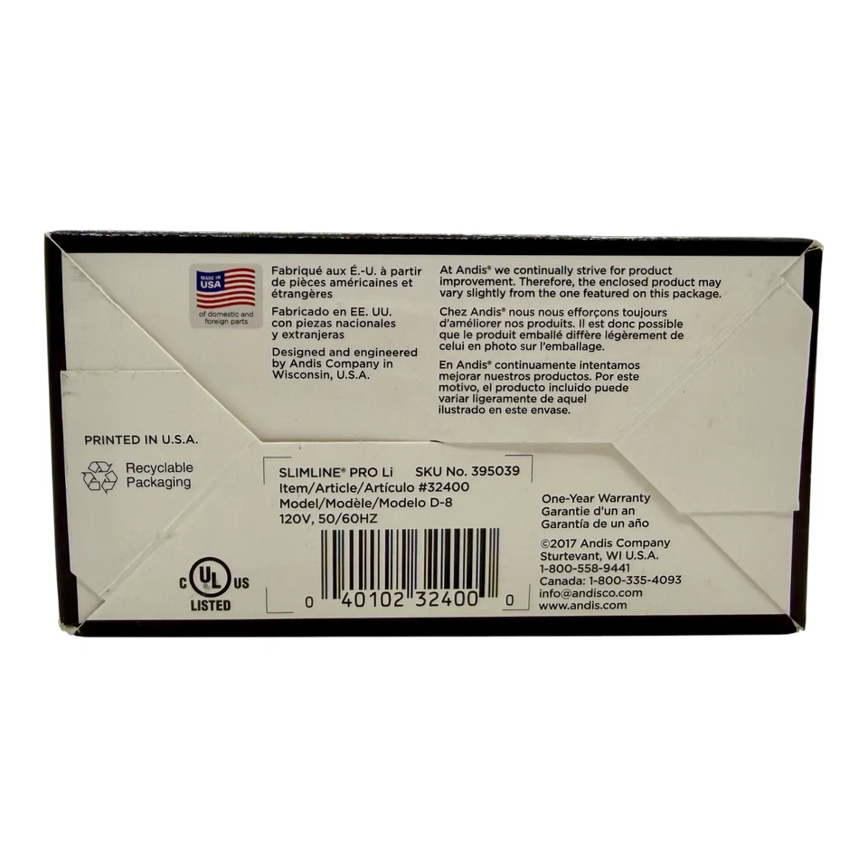 Andis SlimLine Pro Li T‑Blade Silver Trimmer Cordless Grooming Kit (32400) - Image 4 of 4