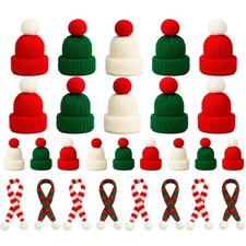 30 Pcs Mini Christmas Hats and Scarf Set   Small Santa for Crafts, Mini...