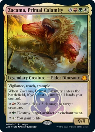MTG Zacama, Primal Calamity - Foil Judge Gift Cards 2021, Moderate Play, English