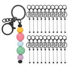 20Pcs Beadable Keychains, DIY Beaded Keychain Making Kit, Black
