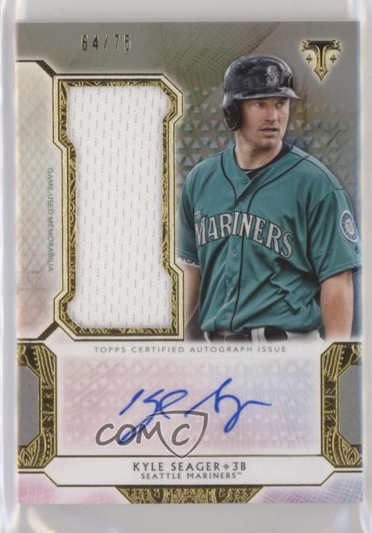 2018 Topps Triple Threads Single Jumbo Relics Silver 64/75 Kyle Seager Auto 6fs