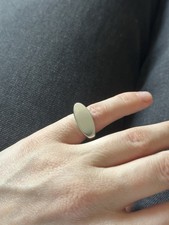 925 Silver Oval Signet Ring, Size F, Silver Tone Plain Face