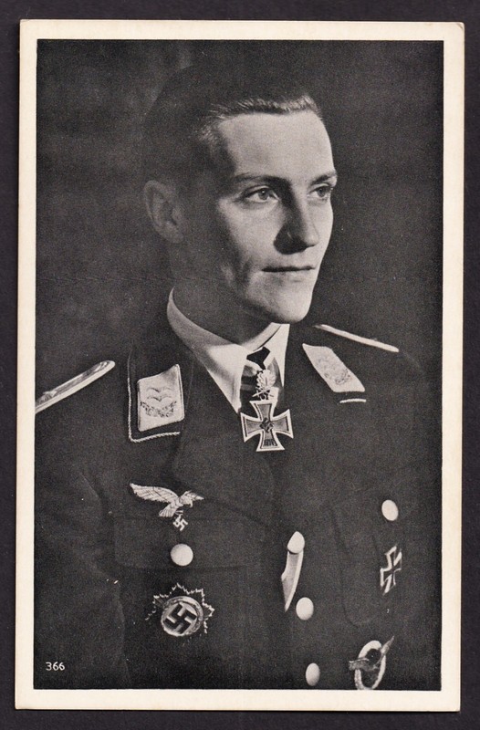 Captain Marseille WWII Fighter Pilot Original German Postcard Military Uniform