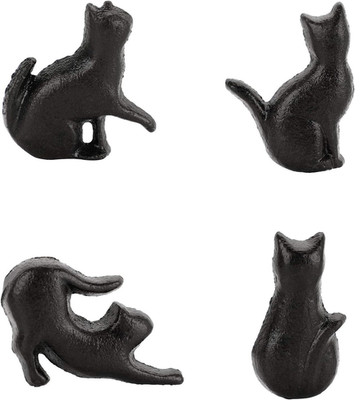#ad Set of 4 Vintage Cat Drawer Handle Pull Knobs Antique Cast Iron Drawer Knob $29.68