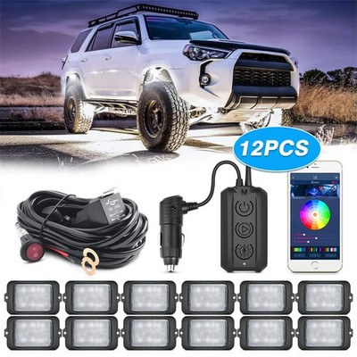 Wireless Control MICTUNING C3 RGBW LED Rock Lights Kit 12 Pods Underglow Lights
