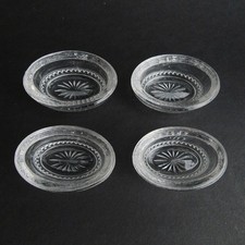 Early American Pressed Glass Set of 4 Oval Beaded Salt Dips