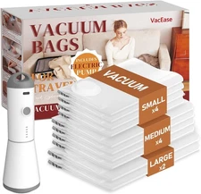Vacuum Storage Bags for Clothing Travel, 10 Pack Vacuum Bags with Wireless 