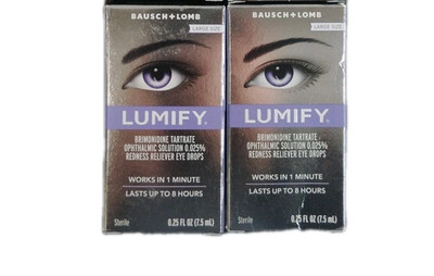 2 Pack-LUMIFY Bausch + Lomb Eye Drops .25 oz LARGE Bottle EXP 06/27+