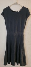 LOFT Dress Womens Small Black Knit Sweater Fit & Flare Pleated Short Sleeve