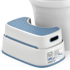 White Grayish Blue Toilet Stool Squat Adult Bathroom Heavy Duty Anti Slip