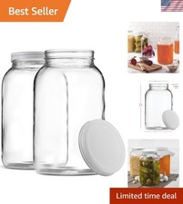 1 Gallon Glass Jar With Lid – 2 Pack Large Glass Jar With Airtight Metal Lids...