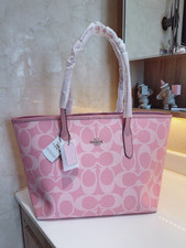 NWT COACH LARGE City Tote Bag Signature Canvas Powder Pink CAL49 Outlet