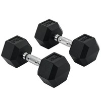HOMCOM 2x10kg Hex Dumbbells Set Rubber Dumbbells Weight Lifting Equipment Fitnes
