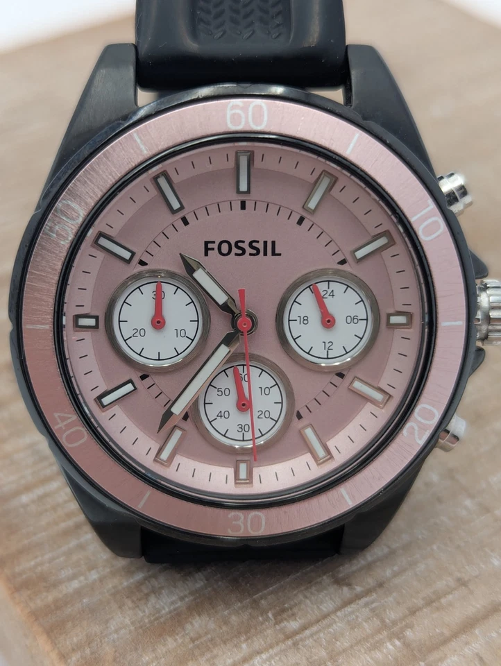 Fossil Original BQ3213 Pink Unisex Black Stainless Steel Watch 39mm 8" Wrist - Image 2 of 4