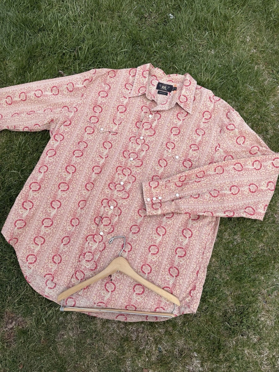 Ralph Lauren Double RRL Paisley Western Shirt Pearl Snap Long
