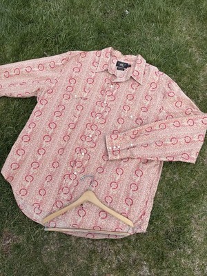 RRL Ralph Lauren グラフィックTシャツ L ピンク フェード Ralph Lauren Double RRL Paisley Western Shirt Pearl Snap Long