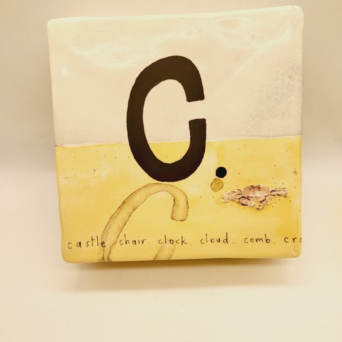 Early Rae Dunn Alphabet Wall Tile "C" Only Block Nursery Decor  "M" Magenta Mark