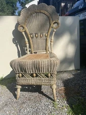 RARE WICKER Heywood Wakefield Brothers Wicker ALL ORIGINAL GOLD & CREAM Rattan