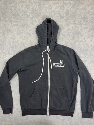 Twitch Logo Graphic Hoodie Sweatshirt Mens L Black Full Zip Fleece