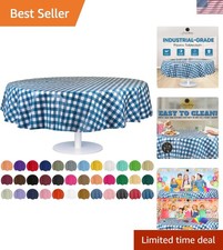 Plastic Table Cloth Disposable 12 Pack 84 in Round Table Cloths Gingham  Pla...