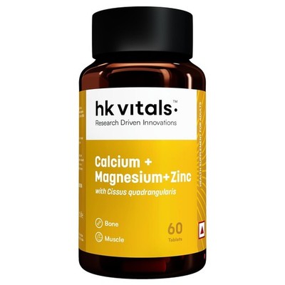 hk vitals Calcium Magnesium & Zinc (60 Tablets)   Vitamin D3, Calcium Supplement