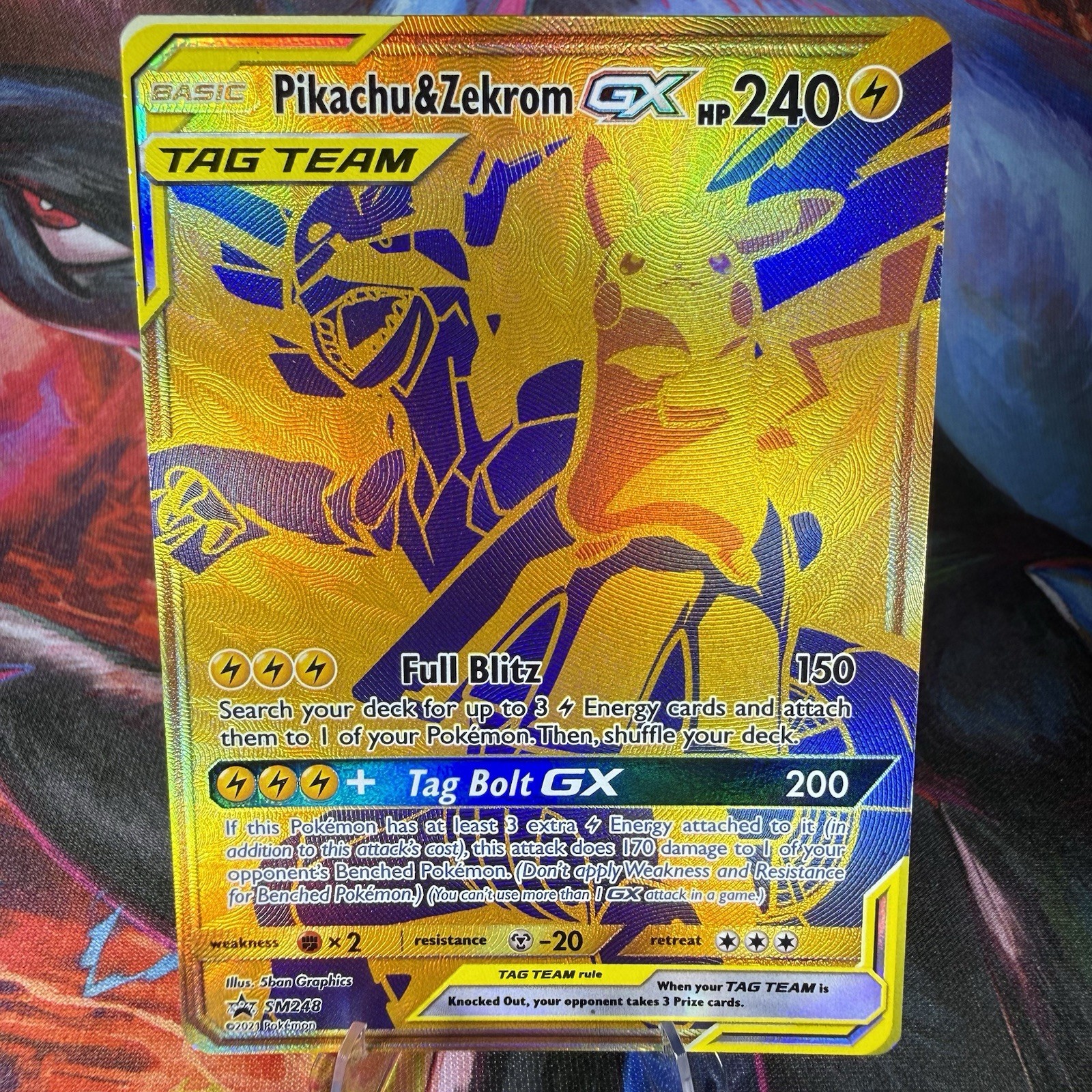 Pokemon TCG Black Star Promo Pikachu Zekrom Tag Team Gold GX SM248 Card NM-M
