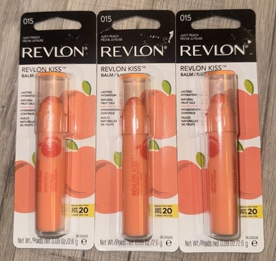 Revlon Kiss Lip Balm SPF 20 Juicy Peach 015 Lot Of 3 New & Sealed