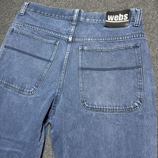 Jeans vintage Webs larghi gamba larga uomo 36 tasche skater rave effetto invecchiato Y2K