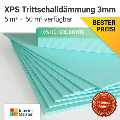 XPS Unterlage 3mm 5-50m2 10% dichter Trittschalldämmung 18dB Laminat, Holzböden