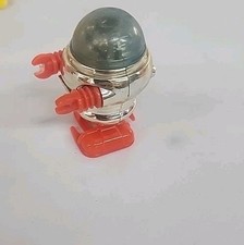 1977 Vintage TOMY Wind Up Walking Robot Toy Silver Blue  Orange Tested Retro