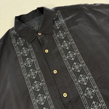 Tommy Bahama Men's XL Black Geometric 100 Silk Short Sleeve Button Up Shirt