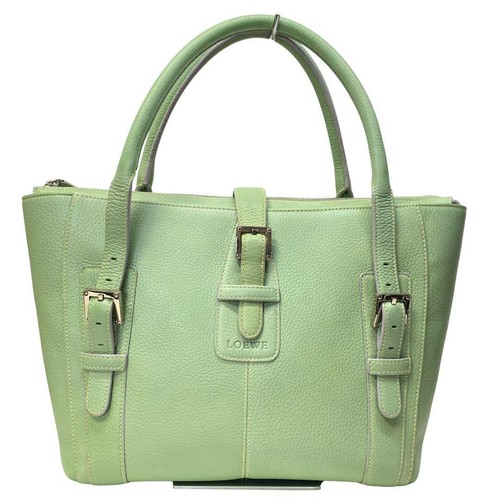 LOEWE Senda Green Leather Tote Bag Vintage Authentic Rare Color Women's