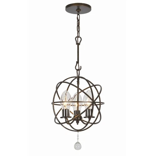 Solaris 12"W English Bronze 3-Light Outdoor Mini Chandelier - Picture 3 of 6