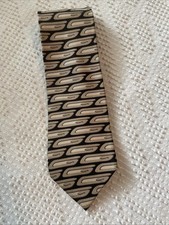 GUCCI TIE Authentic Black Beige Oval Pattern Made In Italy 100 Silk