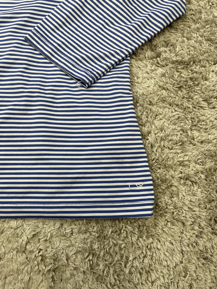 Camisa Vineyard Vines para mujer 3X azul blanco rayas sankaty manga 3/4 cuello barco Foto 3 de 4