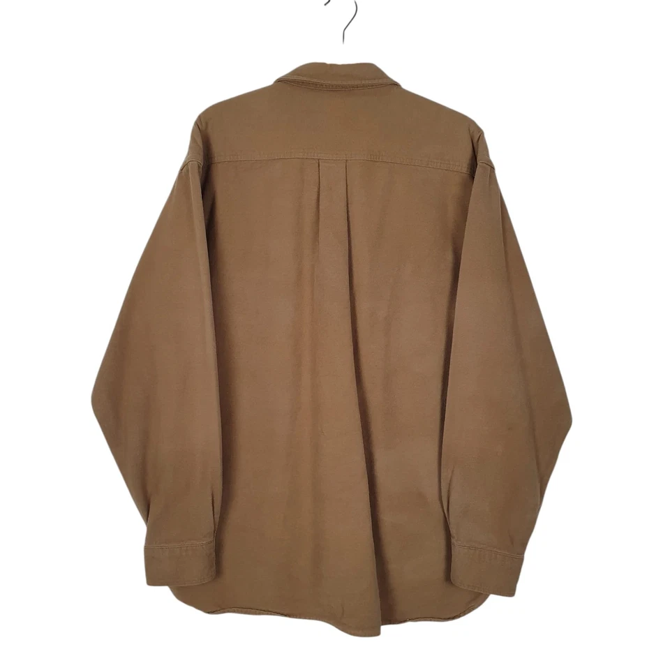L.L.BEAN Beige Shirt Thick Chamois Long Sleeve Cotton Mens L — 第 2/4 张图片