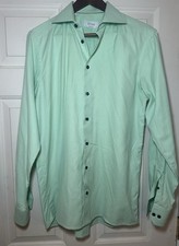 Eton Mens 15 3/4 40 Green Checkered Contemporary Fit Long Sleeve Dress Shirt