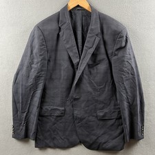 Hugo Boss Super 100 Wool Blazer Suit Jacket Mens 46R Gray Plaid Lined 2-Button