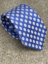 Ike Behar Silk Made In USA Blue Oval-Orange Dot Luxury Tie
