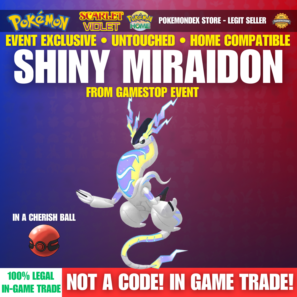 shiny miraidon pokemon card SHINY MIRAIDON ⭐️ 2025 GAMESTOP ⭐️ UNTOUCHED ✨ Pokemon Scarlet And Violet
