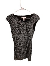 White House Black Market sleeveless Mesh Knit Dress Size 6 Black White Office 
