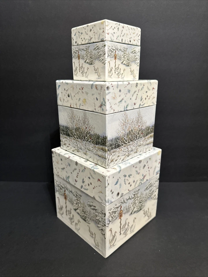 3 piece Set, Bob's Boxes, A Winter’s Day by Sherri Buck Baldwin, Nesting Box Set - Image 4 of 4