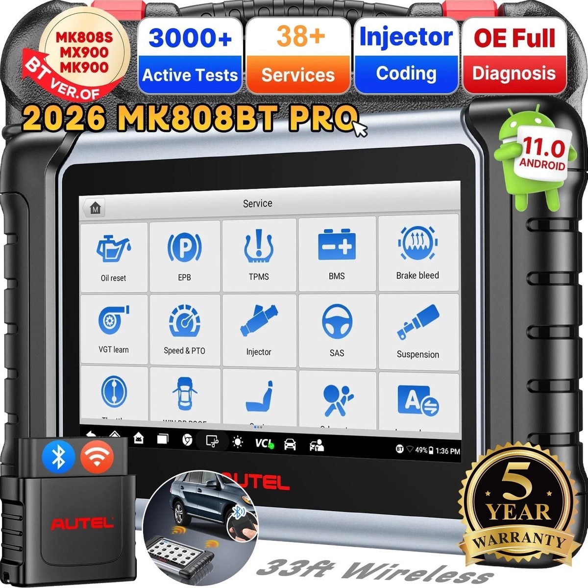2026 Autel MaxiCOM MK808BT PRO Auto Diagnostic Tool Full System