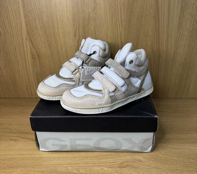 Geox Splinter Sneaker Kinder UK 1 weiß sand 3-Riemen High Top Lifestyle Schuhe