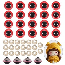 28mm Safety Eyes, 20Pcs Realistic Doll Crocheting Safety Eyes Red
