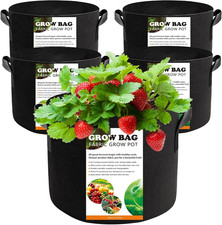Pack 5 Bolsas Cultivo 5 Galones Tela No Tejida con Asas Macetas Jardin Huerto