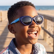 Kids Polarized Cat-Eye Sunglasses, Navy Frame with Blue Arms, UV400 Flexible